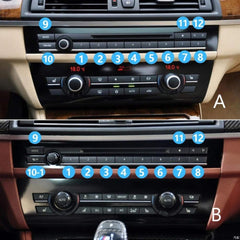 CD Player Buttons 12pcs Set Model A Black 61319386651-Q12 Compatible With BMW 5/6/7 Series F10 F11 F18 F07 F06 F12 F13 F01 F02 F04