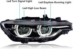 Complete Headlight Assembly Left 63117343911 Right 63117343912 Compatible With BMW 5 Series F10