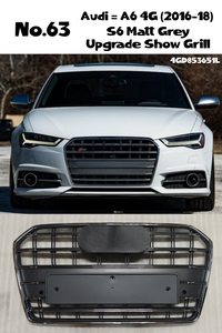 S6 Matt Grey Upgrade Show Grill 4GD853651LM1QP Compatible With AUDI A6 4G (2017-2018) Tag No.63