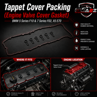Tappet Cover Packing (Engine Valve Cover Gasket) 11127823943 Compatible With BMW 5 Series F10 & 7 Series F02, X5 E70 Tag-TC-05
