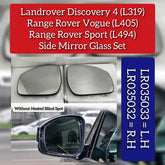 Side Rearview Wing Side Mirror Glass Left LR035033 & Right LR035032 Compatible With LAND ROVER RANGE ROVER IV (L405) & RANGE ROVER SPORT II (L494)