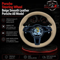 Full Beige Leather Steering Wheel Compatible With Porsche All Models