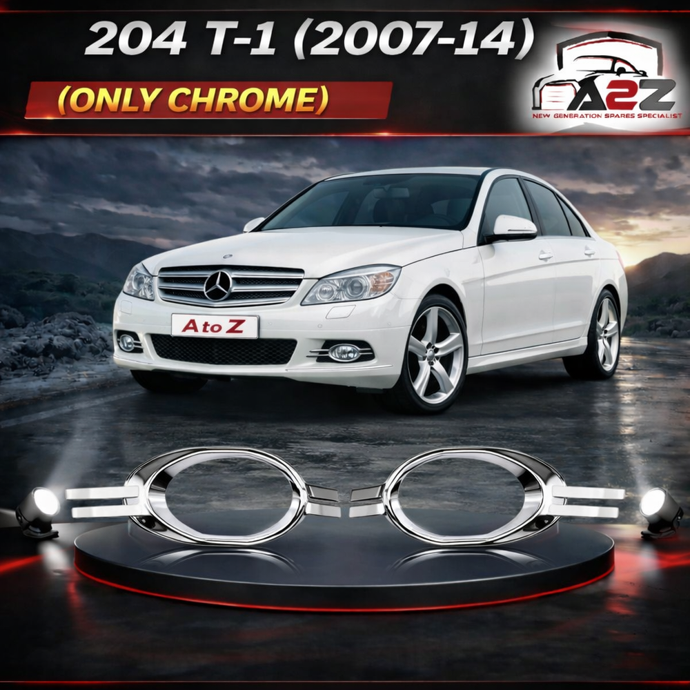 Fog Lamp Chrome Trim Ring Left 2048851374 & Right 2048851474 A2048851374 Compatible With Mercedes Benz C-CLASS W204 (2007-2014) Tag No.255