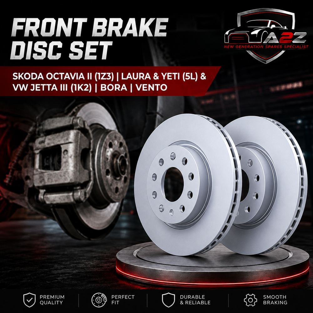 Front Brake Disc Set 1K0615301AS 1K0615301AC 1K0615301AK 1K0615301S Compatible With SKODA OCTAVIA II (1Z3) | LAURA & YETI (5L) & VW JETTA III (1K2) | BORA | VENTO