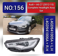 Complete Headlight Assy Set Left L4GD941005A Right L4GD941006A Compatible With Audi A6 C7 (2012-2015) Tag No.156