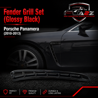 Fender Grill Set (Glossy Black) Right 970504633091 & Left 970504634091 Compatible With Porsche Panamera (2010-2013) Tag No.524