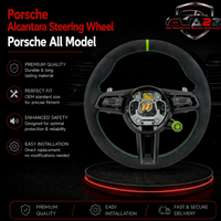 Alcantara Steering Wheel (Lizard Green Center Stripe) Compatible With Porsche All Models