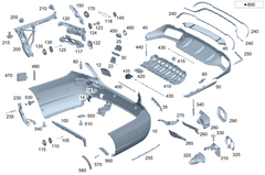 Rear Bumper Grill Left 2138852701 A2138852701 & Right 2138852801 A2138852801 Compatible With Mercedes-Benz E-CLASS W213 (2016-2019) Tag No.301