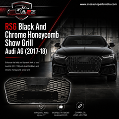 RS6 Black And Chrome Honeycomb Show Grill Compatible With Audi = A6 (2017-18) Tag No.67