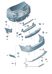 Rear Bumper Chrome 16D807443 Compatible With Volkswagen For JETTA Tag No.164