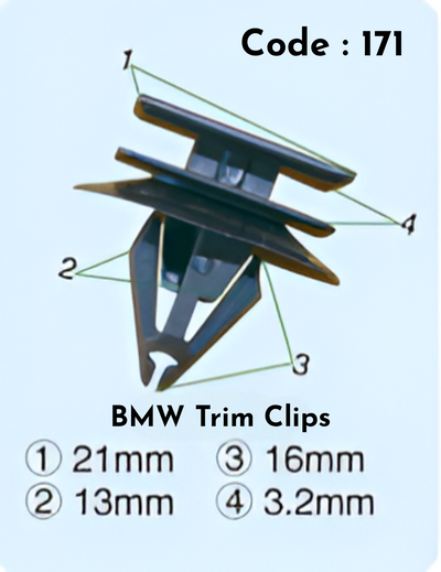 Trim Cips (Set of 10) Code:171 Compatible With BMW