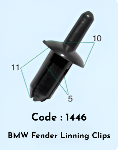 Fender Linning Clips {Set Of 10} Code:1446 Compatible With BMW