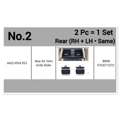 Rear Air Conditioner Back Ac Vent Grille Outlet Tab Clip Slider Repair Kit 64226954953 Compatible With BMW X5 (E70) & X6 (E71, E72) (Set Of 2)