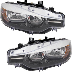 Headlight Headlamp Left 63117365599 & Right 63117365600 (Without Blaster) Compatible With BMW 3 Series F30 (2016-2019) Projector