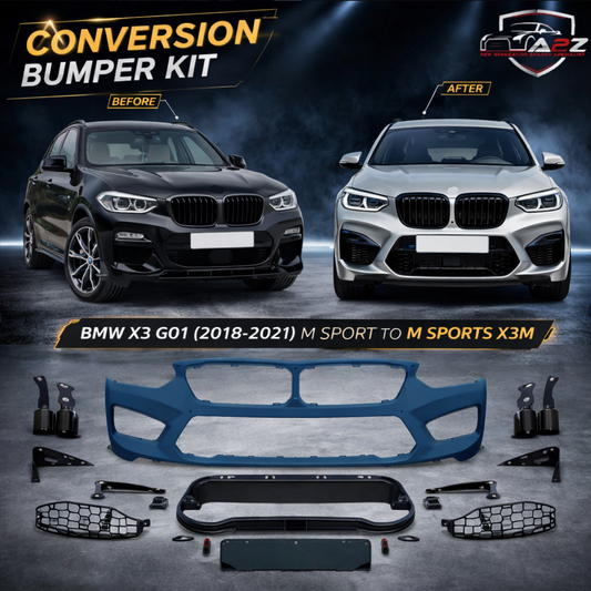A To Z Compatible With BMW X3 G01 (2018-2021) M Sport Front Bumper Upgrade Convert To M Sport X3m Body Kit Diffuser Exhaust Tip Pipe For M Sport Car G01/08-013 Gc CC-9324 (Shipping Cost Not Included In Price)