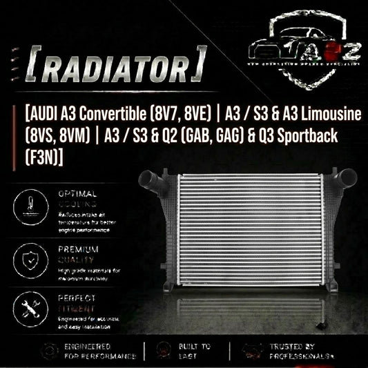Radiator 5Q0145803N Compatible With AUDI A3 Convertible (8V7, 8VE) | A3 / S3 & A3 Limousine (8VS, 8VM) | A3 /S3 & Q2 (GAB, GAG) & Q3 Sportback (F3N)