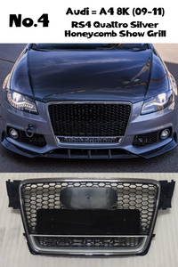 RS4 Quattro Silver Honeycomb Show Grill Compatible With Audi A4 B8(2009-12) Tag No.4