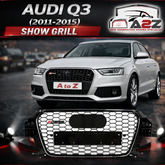 RSQ3 Full Black Honeycomb Show Grill Compatible With Audi Q3(2011-2015) RSQ3 Black Chrome Tag No.127