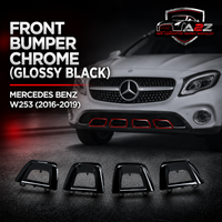 Front Bumper Chrome (Glossy Black) Front Left 2538856300, Middle Left 2538856700, Middle Right 2538856800, Front Right 2538856400 Compatible With Mercedes Benz (W253) GLC-Class (2016-2019) Tag No.284