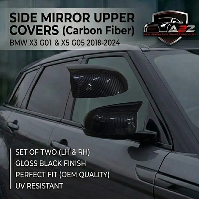 Side Mirror upper cover (Side Mirror cover) Carbon Fiber Horn Model Left 51168496623 & Right 51168496623 Compatible With BMW X3 G01 & X5 G05 2018-2024 TAG-SMC-70