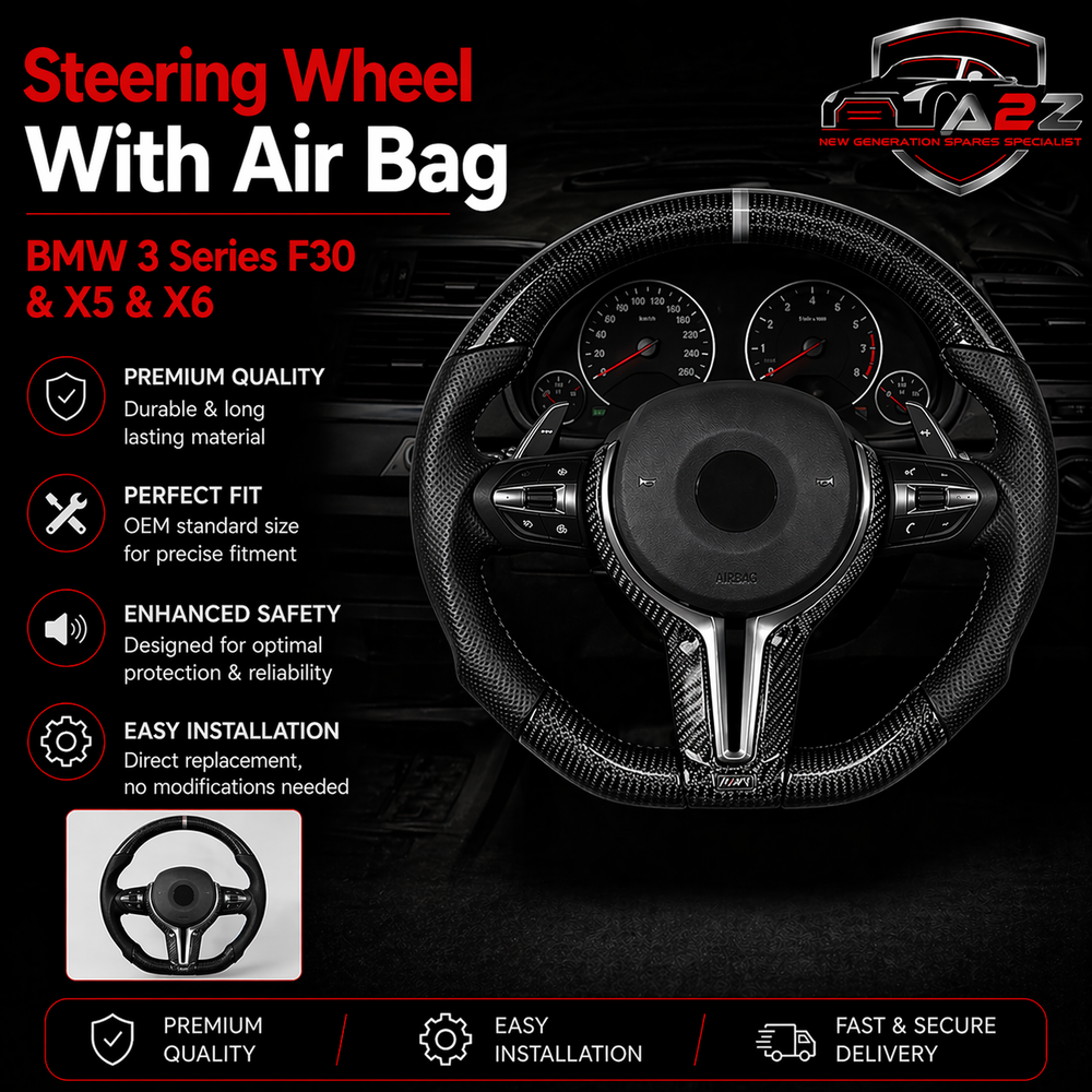 Carbon Fiber Steering Wheel With Air Bag (Small Hole) Compatible with BMW 3 Series F30 & X5 & X6