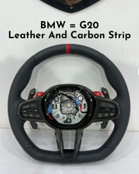 BMW Steering Wheel Leather & Carbon Strip Compatible With BMW G20