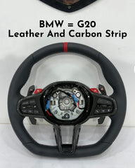 BMW Steering Wheel Leather & Carbon Strip Compatible With BMW G20