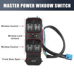 Mercedes-Benz E-CLASS W203 10-Wire Window Black Switch Compatible with 203/209 A2038210679 Tag-SW-08