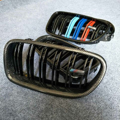 Front Bumper Grill Compatible With Bmw X5 F15 2014-2018 X6 F16 2015-2019 Front Bumper Grill Carbon Fiber Look M Colour