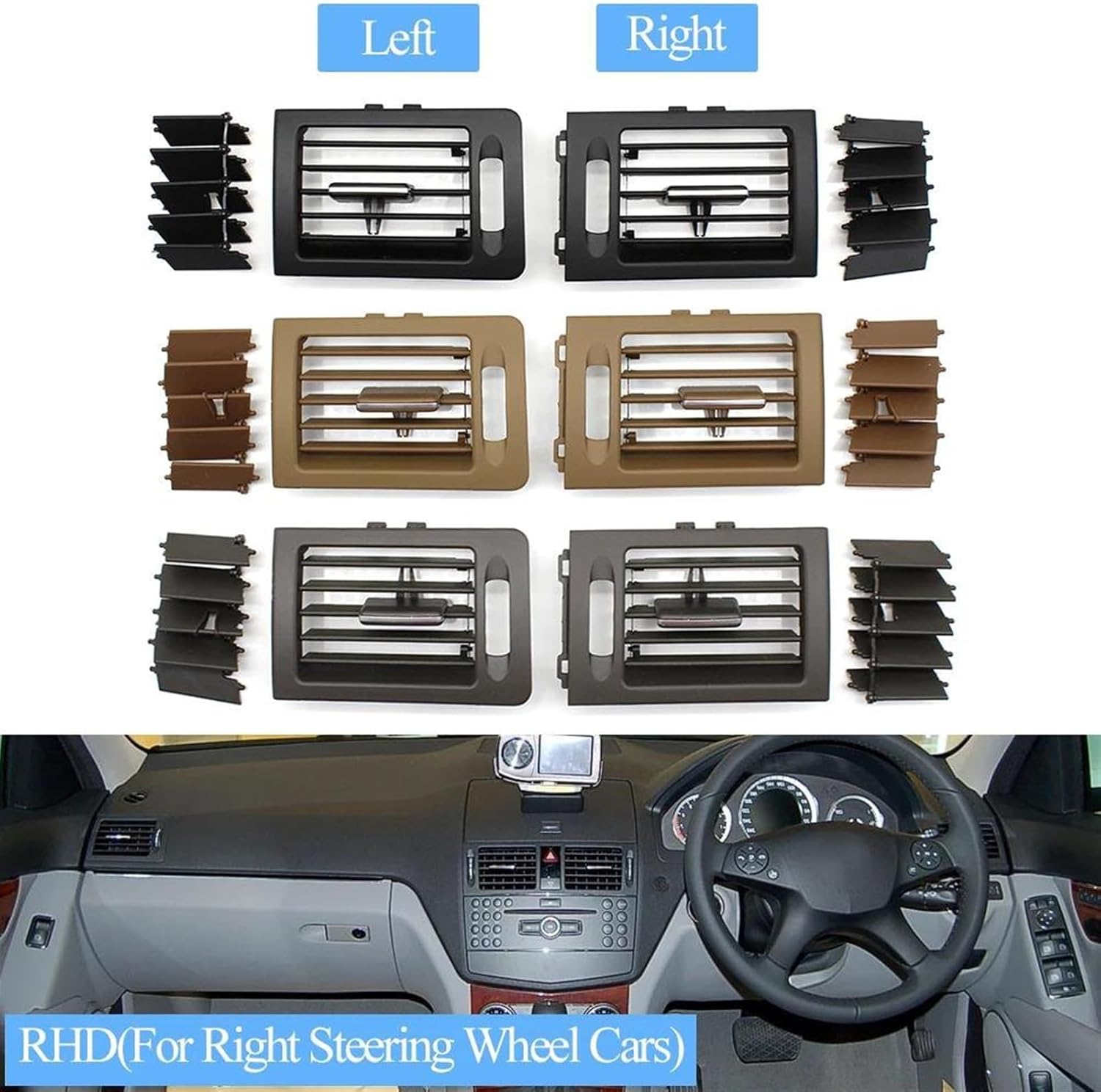 Mercedes Benz C-Class W204 2007-2011 AC Vent Grille Left 2048301354-9116 2048301354-8465 Right 2048301454-9116 2048301454-8465