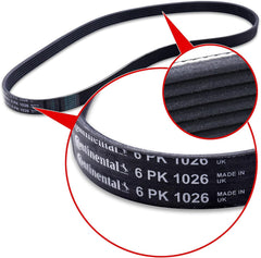 Multi RIB Belt Kit 6PK1026K1 Compatible With AUDI A3 Limousine, A4 B9, A5 Convertible, A5 Sportback, A6 C7, Q3, Q5 (8RB), Q5 (FYB, FYG) (CONTINENTAL)