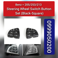 Black-Square Steering Wheel Switch Control Buttons 0999050200 0999050300 Compatible with MERCEDES BENZ C-CLASS W205 & E-CLASS W213 & GLC C253