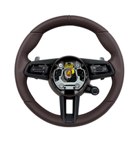 Dark Brown Smooth Leather Steering Wheel Compatible With Porsche All Models