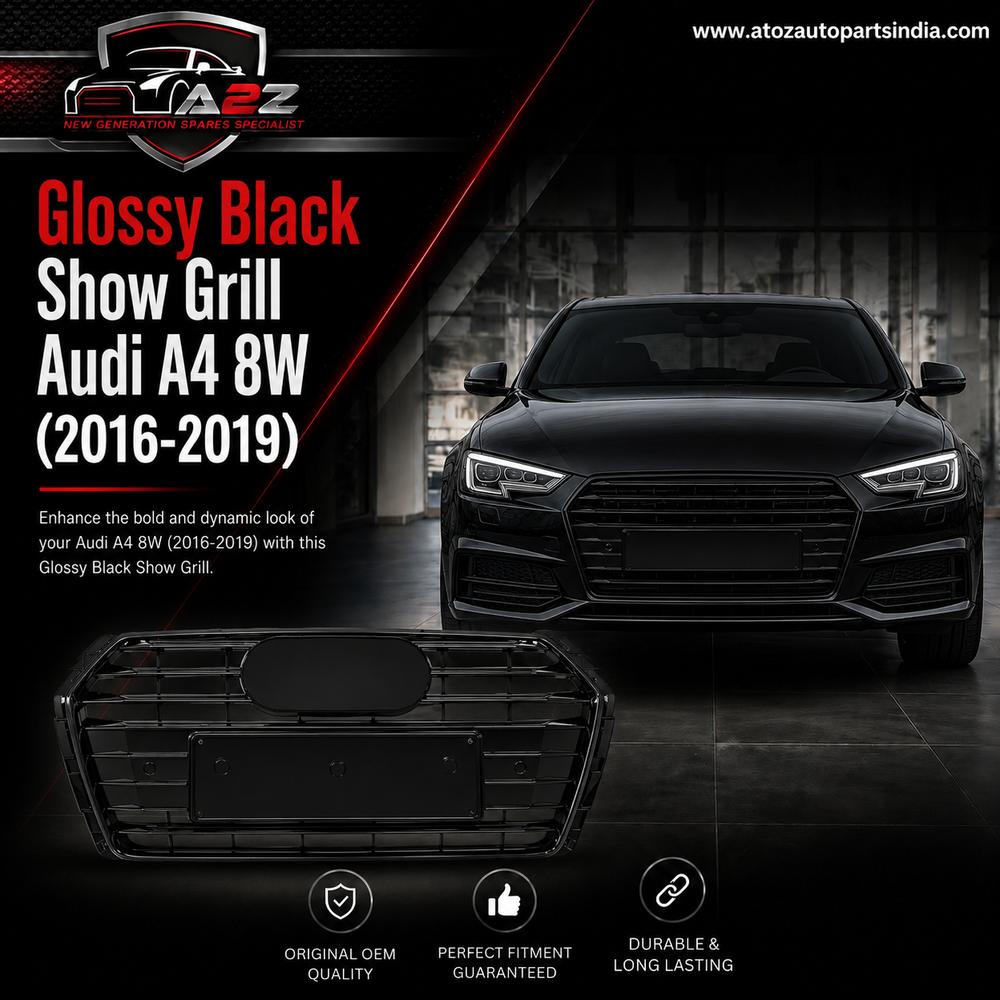 Glossy Black Show Grill A8WD853551ERN4 Compatible With Audi A4 8W (2016-2019) Tag No.22