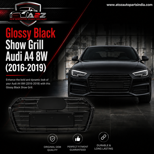 Glossy Black Show Grill A8WD853551ERN4 Compatible With Audi A4 8W (2016-2019) Tag No.22