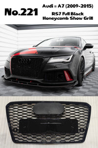 RS7 Full Black Honeycomb Show Grill Compatible With Audi = A7 (2009-15) Tag No.221