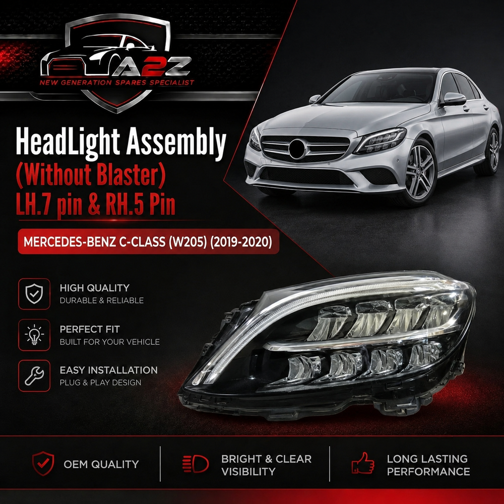 Headlight Headlamp Left A2059068905 (7 Pin) & Right A2059069005 (5 Pin) (Without Blaster) Compatible With MERCEDES-BENZ C-CLASS (W205) (2019-2020)
