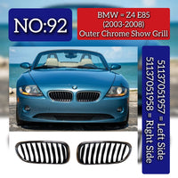 Outer Chrome Show Grill Left 51137051957 & Right 51137051958 Compatible With BMW Z4 E84 (2003-2008) Tag No.92