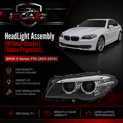 Headlight Headlamp Left & Right (Xenon-Projectors) (Without Blaster) Compatible With BMW 5-Series F10 (2011-2014)