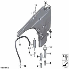 Windshield Wiper Bottle 61677238668 61670412002 61677117843 Compatible With BMW E90 Tag No.107