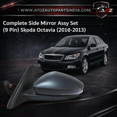 Complete Side Mirror Assy Set Left 5E1857507E & Right 5E1807508E Compatible With Skoda Octavia (2010-2013) Tag No.181