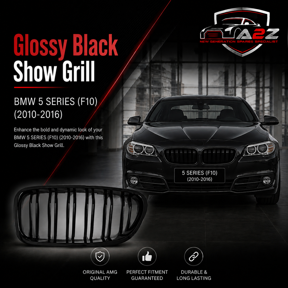 Glossy Black Show Grill Compatible With BMW 5 SERIES (F10) (2010-2016) Tag No.11