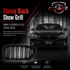 Glossy Black Show Grill Compatible With BMW 5 SERIES (F10) (2010-2016) Tag No.11