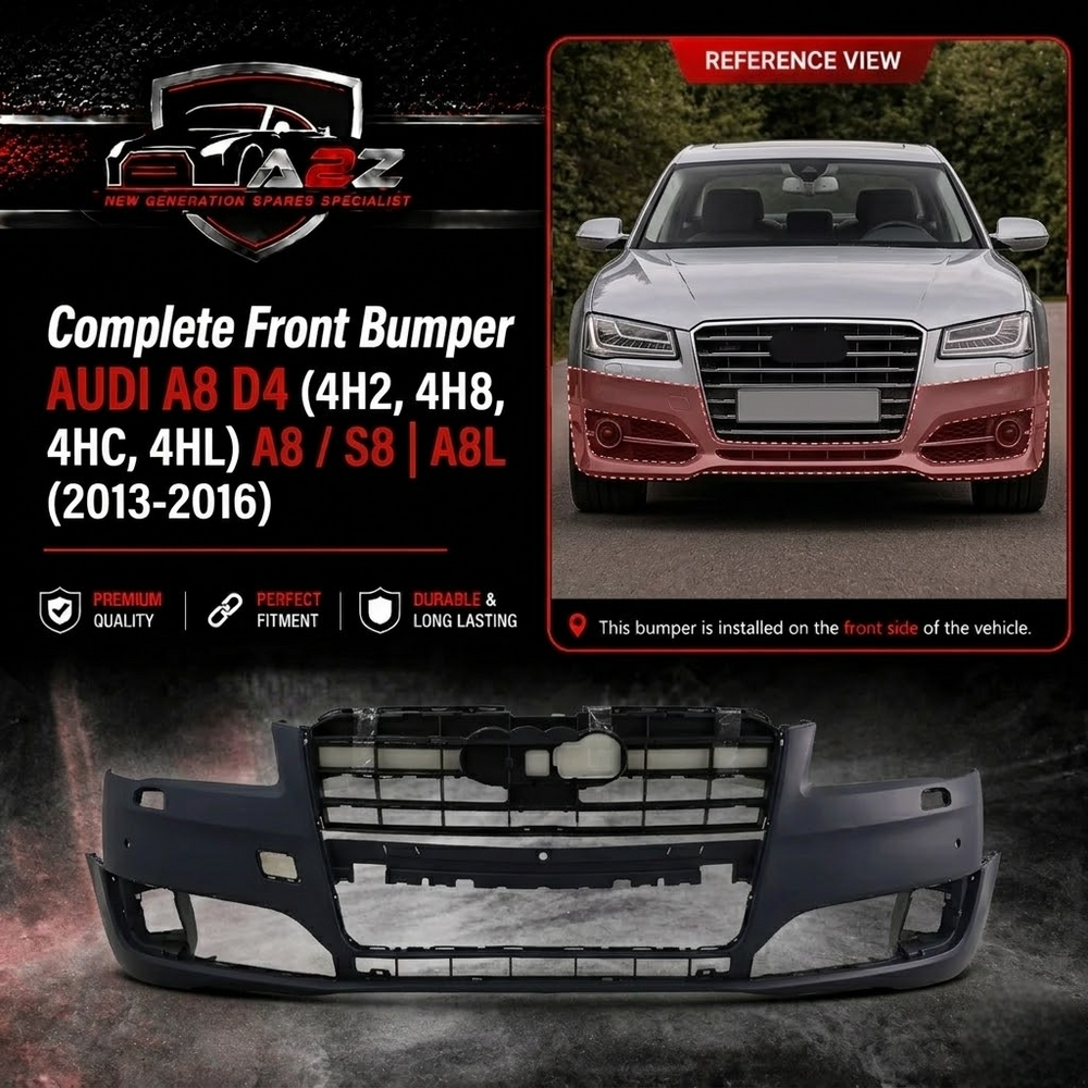 Front Rear Bumper 4H0807065J 4H0807065JGRU Compatible With AUDI A8 D4 (4H2, 4H8, 4HC, 4HL) | A8 / S8 | A8L (2013-2016) Tag No.62
