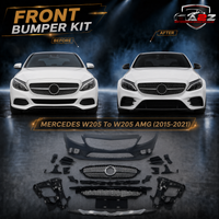 Front Bumper Kit Compatible With Mercedes Benz W205 Upgrade To Mercedes Benz AMG W205 (2015-2021) Tag No.FBK.201 (Shipping Cost Not Included In Price)