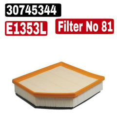 Air Filter E1353L & 30745344 & LX1593/2 Compatible With VOLVO S60 II (134) & S80 II (124)Tag : 81