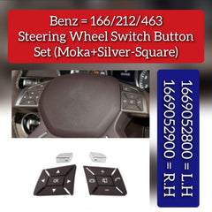 Black+Silver-Square Steering Wheel Switch Control Buttons 1669052800 1669052900 Compatible with MERCEDES BENZ GL-CLASS W166 & ML-CLASS W166 & G Class W463 & GLC C218
