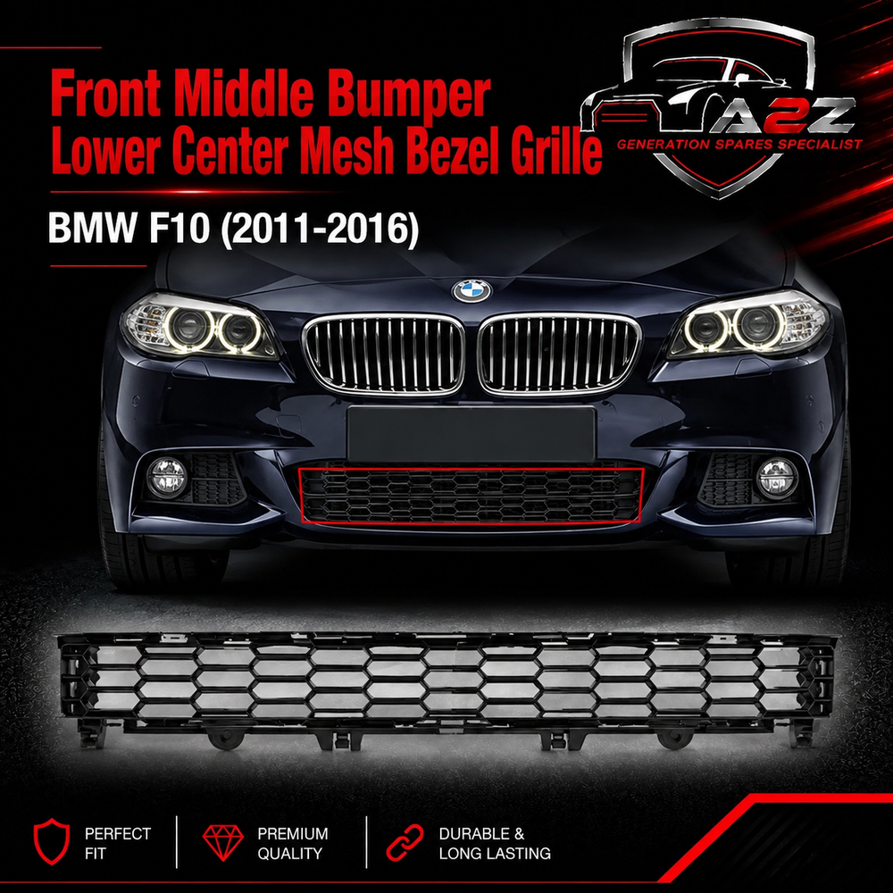 Front Middle Bumper Lower Center Mesh Bezel Grille 51117903894 Compatible With BMW 5 Series (F10) (2011-2016) Tag-BG-53