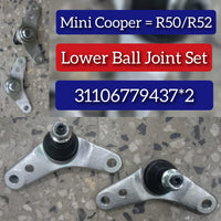 Front Lower Ball Joint Right 31106779438 & Left 31106779437 Set Compatible With MINI COOPER Hardtop (R50) Convertible (R52)