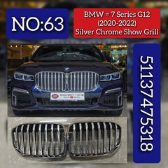 Silver Chrome Show Grill 51137475318 Compatible With BMW 7 SERIES (G12) (2020-2022) Tag No.63